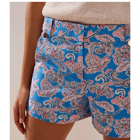 Ann Taylor Pants - NWT Ann Taylor LOFT Paisley Riviera Shorts with 4 Inch Inseam Sz 0‎ Blue Cotton